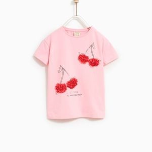 Zara Girls Pink Appliqué T-Shirt